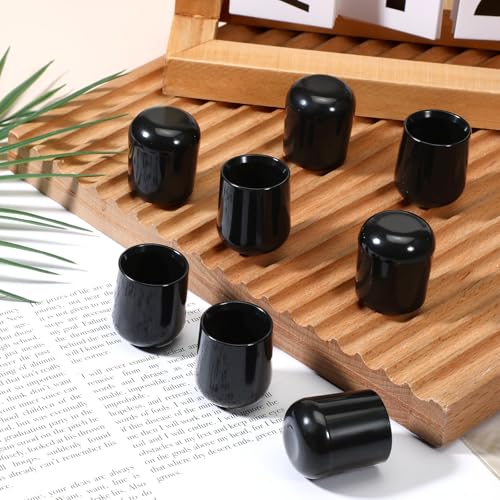 JJUNW 72 Pieces 7/8 Inch Folding Chair Leg Caps, Heavy Duty Plastic Round Chair Covers End Caps Hardwood Floor Protectors Furniture Legs Protectors for Metal and Padded Folding Chairs (Black)