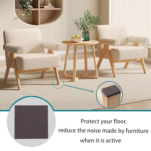 2inch Square Felt Furniture Pads, 16Pcs Self Adhesive Cuttable Felt Furniture Leg Pads Floor Protectors Furniture Sliders for Hardwoods Floors, Brown - size: 2x2inch