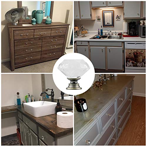 YourGift 12 Pack Drawer Knobs Diamond Shaped Crystal Glass 30mm Cabinet Knobs Pull Handles (Bronze) - color: Bronze, size: 30 mm, 12 Pack