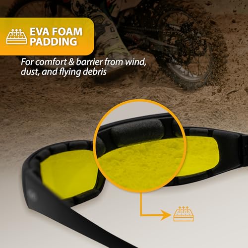 Global Vision Chicago Motorcycle Riding Sunglasses Black Frame w/Yellow Lenses - color: Yellow