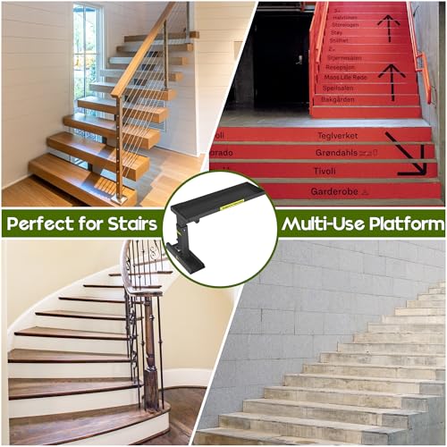 Foldable | Heavy-Duty Ladder Extender Pro, High Strength Steel Material Design Ladder Extension Pro for Stairs w/Non-Slip Mat, 9.5-15" Adjustable Height, Applicable Feet Spacing 25" - size: Classic