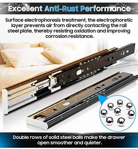 YENUO Soft Close Drawer Slides Full Extension Side Mount 12 14 16 18 20 22 24 inch Ball Bearing Metal Rails Track Guide Glides Runners Heavy Duty 100 Pound (Soft Close- 1 Pr, 16 Inch) - color: Black-Soft Close, size: 16 Inch