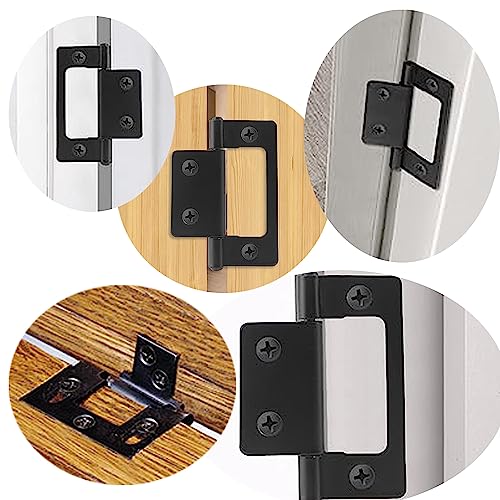 Bi-Fold Door Hardware 8 Pack Non-Mortise Door Hinges Heavy Duty Bifold Butt Cabinet with Mounting Screws Stainless Steel Ball Bearing Black