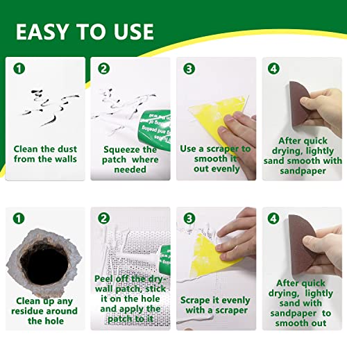 Wall Patch Repair Kit, 500g Wall Mending Agent Drywall Repair Putty & 8 Inch Mesh Drywall Repair Kit, with Scraper and Sandpapers. - size: 500g Spackle & 8inch Patch