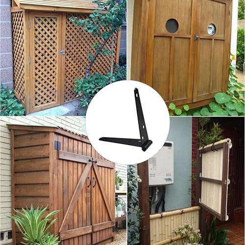 4Pcs 5-Inch Heavy Duty Iron Strap Hinges, Matte Black Gate Tee Hinges for Shed, Fence, Cabinet, Wood Gate Applications with Mounting Screws - size: 5 Inch