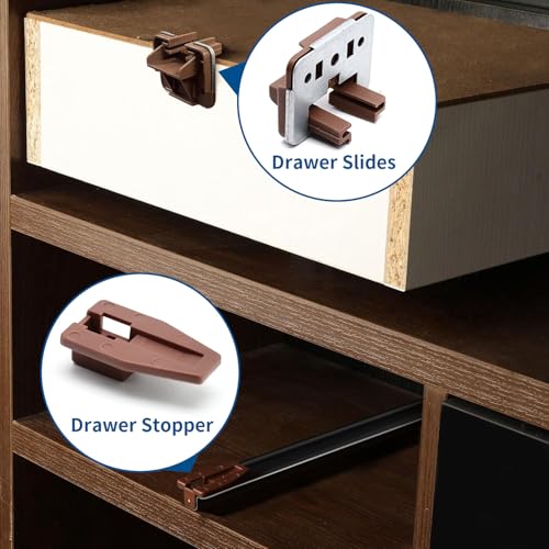 Surf turtle 5 Pack Drawer Slide Track Guide Glide with Metal Backing, Compatible with Rite-Trak 1 Drawer System, Center Mount Drawer Replacement Parts for Dresser Nightstand - style: 5 Pack/Classic With Metal Brackets