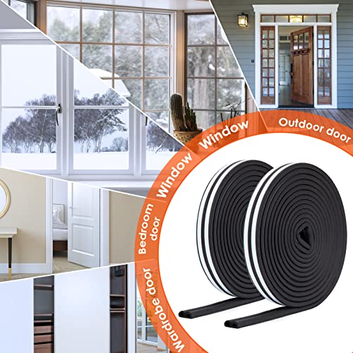 52.5 Feet Long Weather Stripping Seal Strip for Doors/Windows, Self-Adhesive Backing Seals Large Gap Seal Strip by YOUSHARES (52.5 Ft/16m, Black) - color: 16m/52.5ft Black