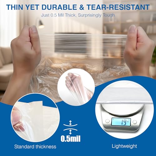 3 Pack Premium Plastic Drop Cloths for Painting, 9x12 FT Waterproof & Dust-Proof Furniture and Floor Paint Plastic Covering, Disposable Plastic Paint Tarp for DIY Projects & Home Renovations (3-Pack) - color: 3-Pack