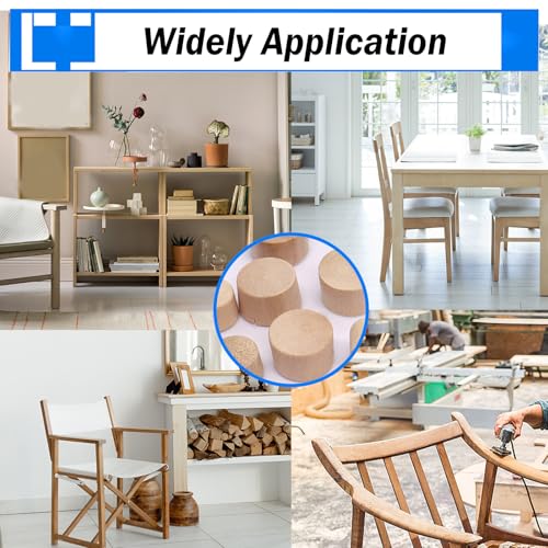 smseace 150Pcs 4-Sizes Wood Plugs 3/16" 5/16",3/8",1/2" Wooden Hole Plugs for Holes in Furniture/Table and Chair Legs/Cabinet Reserved Holes/Outdoor Equipment Wood Plugs Assortment Kit - style: Round Wood Plugs