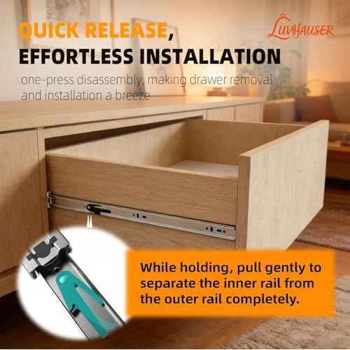 1 Pairs Full Extension Drawer Slides, 20 Inch Heavy Duty Drawer Runners, Side Mount Dresser Cabinet Rails, 1.77 Inch Width Slides for Kitchen Cabinet, 100LB(45kg) Capacity, Anti-Rust & Long-Lasting - size: 20inch