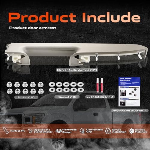 22818466 Door Panel Armrest, Front Left Driver Side Arm Rest Compatible with 2010-2014 Chevy Silverado & GMC Sierra 1500 2500HD 3500HD, Designed for Door Panel with Release Handle Below Armrest, Gray - color: Gray 22818466 Driver Side Armrest