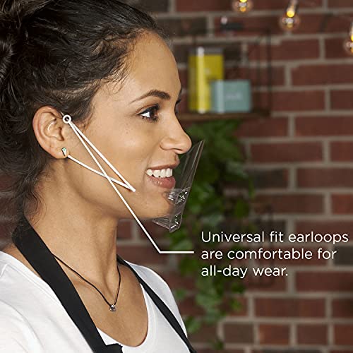 Ultralight Mask (15 Masks) Transparent Hygienic Open Face Shield for Foodservice, Hospitality, and Retail – Anti-Fog, Reusable, Clear Face Mask with Chin Rests - size: 15 Count (Pack of 1)