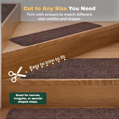MBIGM Non-Slip Carpet Stair Tread Mat 30" x 30" Landing Rug-Matching Mat Non-Skid Safety Rug Slip Resistant - Brown - color: Brown, size: 2'6" x 2'6" - 1 pcs