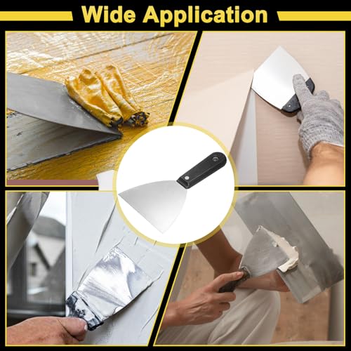 uxcell 7pcs Putty Knife Set 1/1.5/2/2.5/3/4/5 Inch Carbon Steel Paint Scraper Flexible Drywall Repair Mud Knife for Removing Cement Wallpaper Mud Adhesive Taping