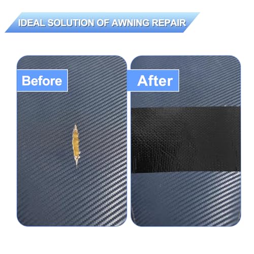 4.5Inch × 40FT RV Awning Repair Tape with Scissors, Outdoor Heavy Duty Repair Tape for Tarp, Tent, Boat Cover, Canvas, Sail Tape, Waterproof, UVproof and Heat-Resistant Tear Repair Pctch Kit - color: Black