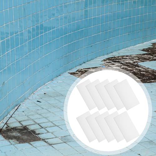 10 Pcs Bathtub Hole Patch Siding Wall Repair Kit Waterproof Patch Holes Blemishes Tools Self Adhesive White Tape for Cracked Pool Liner Roof Skylight and Vinyl Skirting(White) - color: White