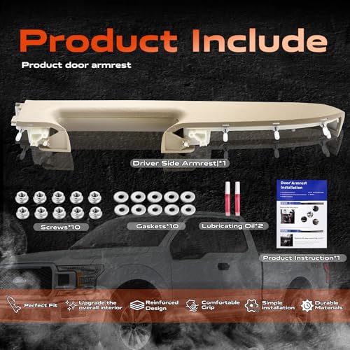 22818467 Door Panel Armrest, Front Left Driver Side Arm Rest Compatible with 2010-2014 Chevy Silverado & GMC Sierra 1500 2500HD 3500HD, Designed for Door Panel with Release Handle Below Armrest, Tan - color: 22818467 Tan Driver Side Armrest