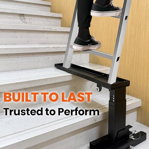 Foldable Ladder Leveler Pro+ - Adjustable 11-18" H & 17-31.5" L Platform for Stairs, 500LB Capacity, Fits <30" Foot Spacing (Black) - color: Black