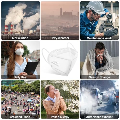 KN95 Face Mask 30pcs Disposable Face Masks Individual Packed Safety 5 Layers Breathable Cup Dust Masks Filtration>95% - color: White