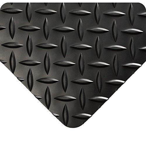 Wearwell 385.316x2x8BK Diamond-Plate Runner Mat, 8' Length x 2' Width x 3/16" Thick, Black - color: Black, size: 8'