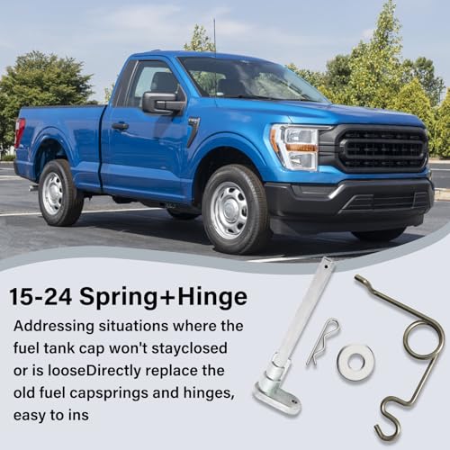 Fuel Door Hinge Pin with Gas Door Spring, for 2015-2024 F150 Loose Gas Cap Permanent Repair Fix (15-24 Spring+Hinge) - size: 15-24 Spring+hinge