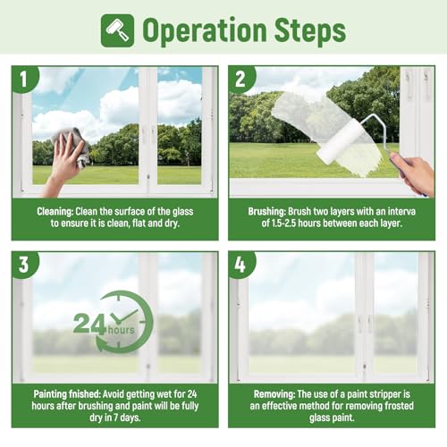 Frosted Glass Paint, Frosted Glass Paint Kit Waterproof UV Resistant Frost Paints for Window Privacy Film Windows Frosting for Home Bathroom Door Kitchen Office Window Privacy Frosting 5oz - color: Frosted Glass 5oz