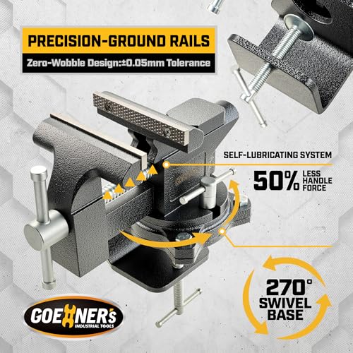 Updated 2-In-1 Bench Vise or Table Vise 4.5 Inch, Clamp Vice for Workbench Constructed with Cast Steel, Heavy Duty Workbench Vise Swivel for Woodworking - size: 4.5 Inch