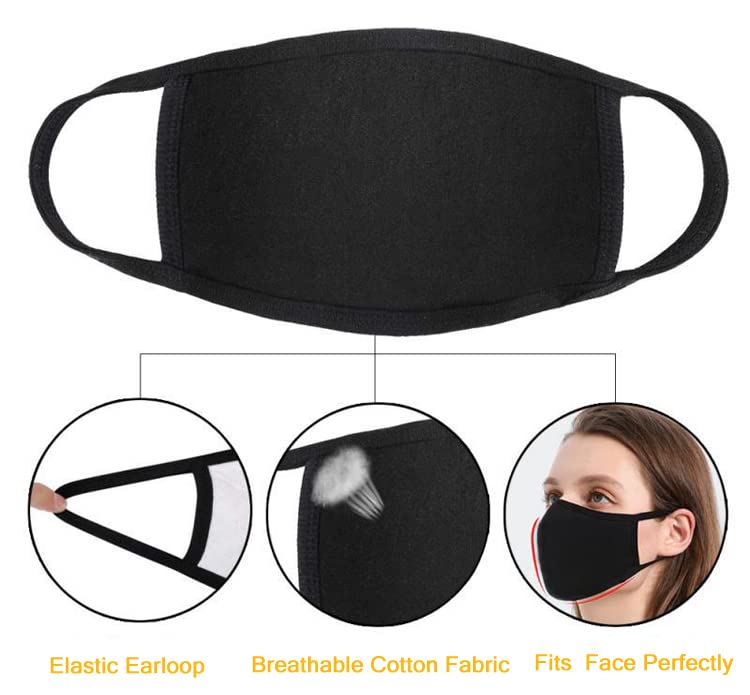 GALAXYLENSE 5 Packs Cotton Washable,Reusable Black Face Mask, Mouth Cover Breathable For Personal Care Protection - color: 4 Packs Black ...