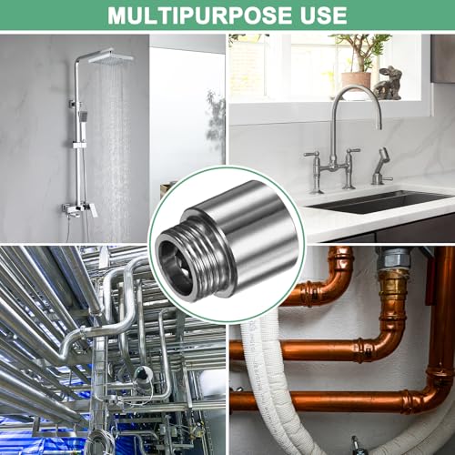 M METERXITY Shower Head Extension Arm, Stainless Steel G1/2 Male to Female Extension Pipe Fitting Adapter with PTFE Thread Seal Tape for Shower/Faucet, Pipe Plumbing Coupler 1.39"/35mm 2-Pack - size: 1.4"/35mm