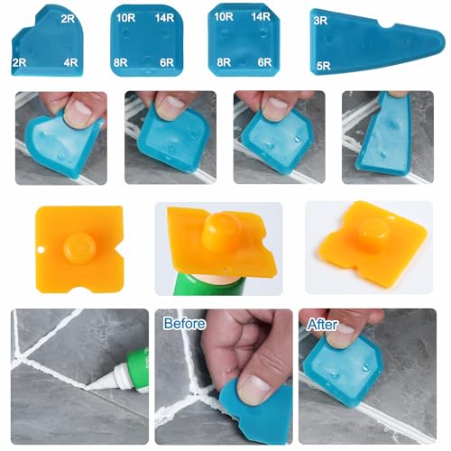 Caulk Gun Kit, Smooth Silicone Caulking Gun and Caulk Remover Tool, Sealant Finishing Tool Grout Scraper for Kitchen Bathroom Window Sink Joint, All in One with Gift Box