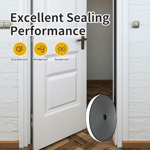 Weather Stripping,Weather Stripping Door Seal Stripping,Strong Adhesive, Lightproof, Soundproof Foam,Door Seal Strip for Door Frame,Window Frame,Sliding Door (Black, 1/2 in x 1/8 in x 26Ft) - size: 1/2 In x 1/8 In x 26Ft