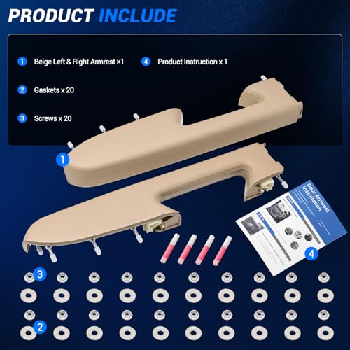 Front Left Driver & Right Passenger Side Armrest Repair Kit Fit for Chevy Silverado & GMC Sierra 1500 2010-2013, Silverado & GMC Sierra 2500HD 3500HD 2010-2014, Beige - color: Beige, size: Front Driver & Passenger Side