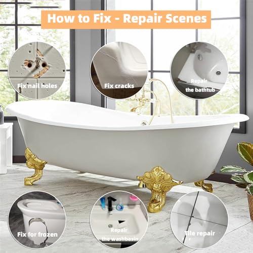 Tub Repair kit White, Enamel, Fiberglass, Ceramic, Tub Tile Toilet Shower Kit,Porcelain Sink chip Filler Acrylic Bathtub Repair Kit for Cracks Chips Dents Holes Scratches Patch and Repairs Chips