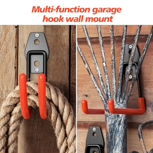 30 Pack Heavy Duty Garage Hooks,Solid Steel Wall Mount Hangers,with Anti-Slip Coating,for Hanging and Organising Ladder,Bike,Ropes,Broom,Garden,Yard and Power Tools - color: 30 Pack Orange