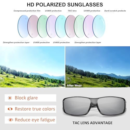 MEETSUN Fit Over Glasses Sunglasses for Men Women,Wrap Around Sunglasses Polarized UV400 Protection - color: A1-clear Gray Frame-silver Mirror Lens