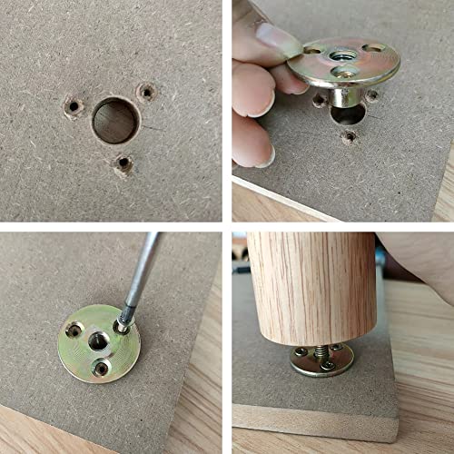 GOSCHE 4 Sets Furniture Legs Mounting Plates with Hanger Bolts Screws Great for Furniture Leg,Chair, Sofa,Cabinet,Couche, Set of 4