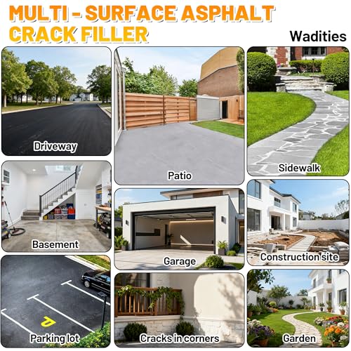 Asphalt Crack Filler, 8LB High Elasticity Cement Crack Filler, Self Leveling Waterproof Repair Sealant for Driveway, Walkway, Blacktop Concrete Joint, Outdoor Quick Drying Sealer - Black - style: 6pcs, 8LB