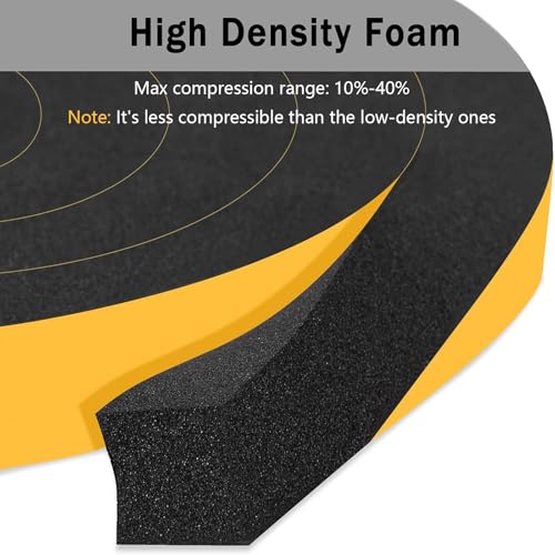 Weather Stripping Door Seal Strip, Strong Adhesive Doors and Windows Insulation Soundproof Weatherproof Foam Tape for Sliding Door, Front Door Frame, Window, Lightproof(1/2 In x 1/4 In x 52Ft) - size: 1/2 In x 1/4 In x 52Ft