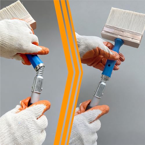 Deck Stain Brush, 3 PCS Wide Paint Brushes (4", 5", 6") for Faster Coverage with 1 Piece Extension Pole (33.5"), Stain Brushes for Wood, Deck, Walls, Fence and House - color: With Pole, 4", 5", 6"