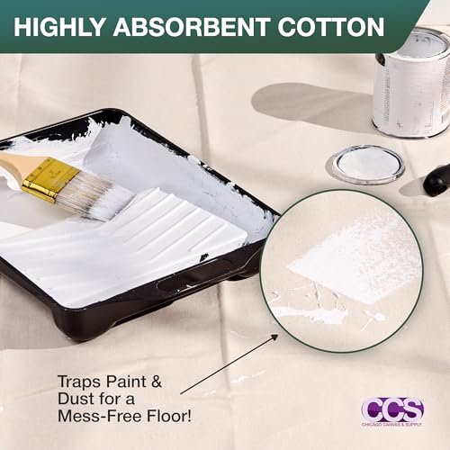 CCS Canvas Drop Cloth for Painting – All Purpose Cotton Duck Cloth Tarp for Curtains, Tablecloths, Backdrops – Washable & Reusable Floor Cover & Dust Sheet for Furniture (5x20 Ft) - size: 5 by 20 Feet