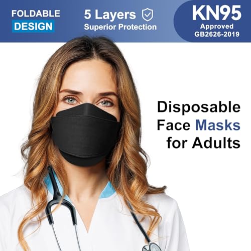 KN95 Face Mask Disposable Adults - 100 Pack 5 Layer Protection Adjustable KN95 Mask Breathable Comfortable Respirator Women Men KN95 Face Mask Individually Wrapped