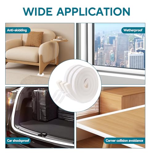 3 Rolls High Density Air Conditioner Window Seal 1" W x 1" T, Strong Adhesion Thick Foam Tape White Insulation Foam for Windows, Doors (Total 19.5 FT Long) - color: White-19.5FT