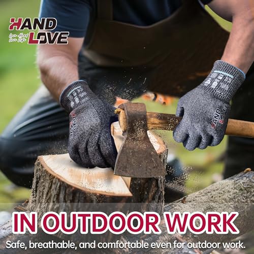 HandLove Cut Resistant Gloves – ANSI A7 Cut Proof Safety Work Gloves | Sandy Nitrile Anti-Slip, Touchscreen, Durable, PFAS Free | Wood Carving, Gardening, Glass Cutting, Car Repair – Blue,1Pair,XL - color: Blue, size: X-Large