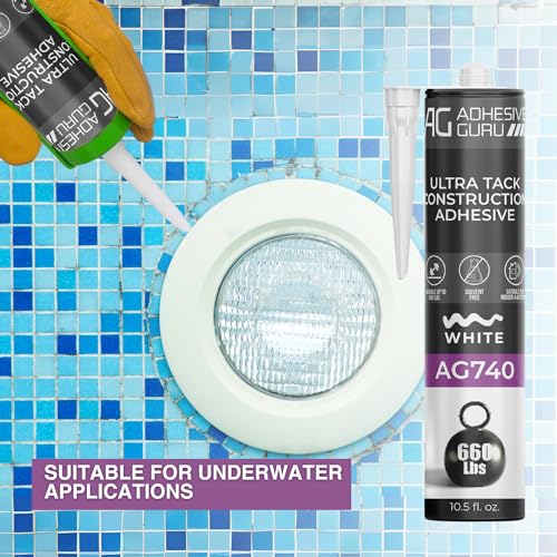 Adhesive Guru AG740 Ultra Tack Hybrid Construction Adhesive (12x10.5 fl oz), Heavy Duty Indoor Outdoor Caulk Sealant, White - 12 Pack - style: 12 Pack