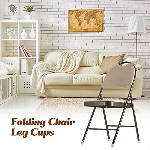 Jetec 72 Pieces 7/8 Inch Folding Chair Leg Caps Heavy-Duty Plastic Chair End Caps Non-Marring Furniture Glides Round Hardwood Floor Protectors, Grey