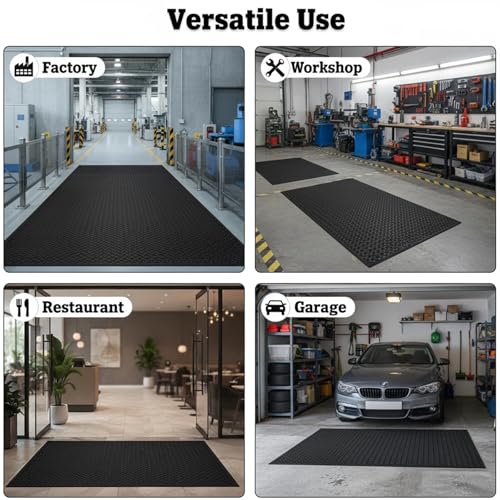 Heavy Duty Floor Mat Rolls, Industrial Non-Slip PVC Workbench Mat for Garage Warehouse Gym Factory, Easy to Cut Flooring Mat, Under Car Parking Mats(5ft x 8ft/1.52m x 2.44m, Black) - size: 5ft x 8ft/1.52m x 2.44m