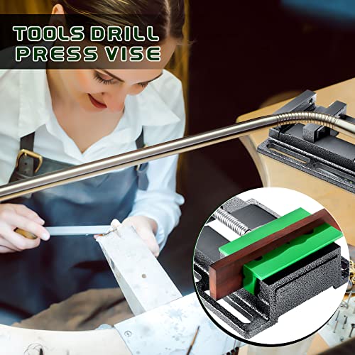 Tools Drill Press Vise Metal Press Vice Workbench Drill Vise Clamp with 2 Pieces Magnetic Pads Multi Grooved Pads Set for Daily Working Supply - size: 4 Inch