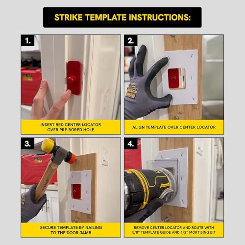 Big Horn 70156 'A' Latch & Strike Template Kit – Bamboo Router Jig for Door Latch and Strike Plate Installation, 1" × 2-1/4" Finish Size