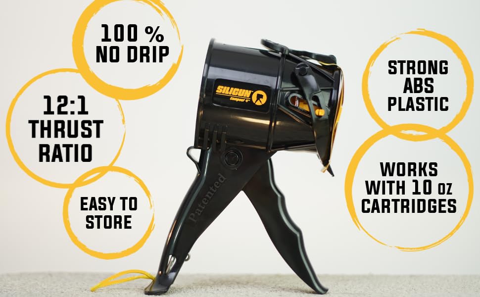 SILIGUN™ Gen-3 Compact Caulking Gun - No Drip Caulk Gun - Patented Design - Lightweight ABS Frame - color: Siligun Caulk Gun Gen-3