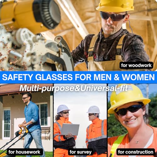 Safety Glasses Ansi Z87.1 Clear Safety Glasses Bulk Impact Scratch Resistant Lens Protective Eyewear for Men Women - color: 6pcs Gray